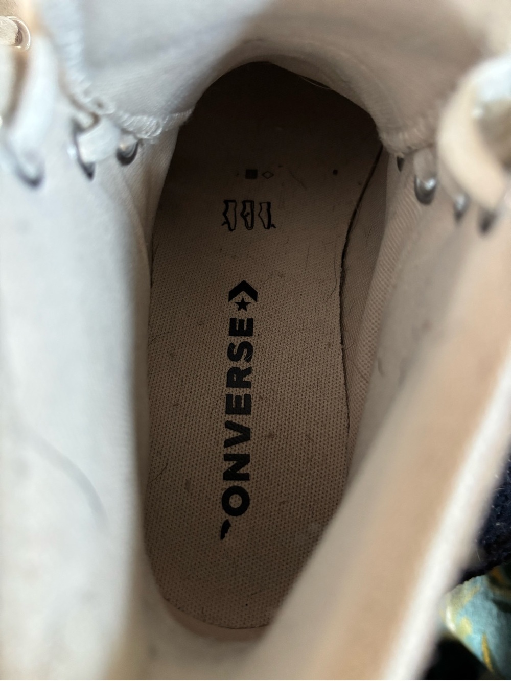 Converse Beige High Top Sneakers with Floral Embroidery - Picture 7 of 10